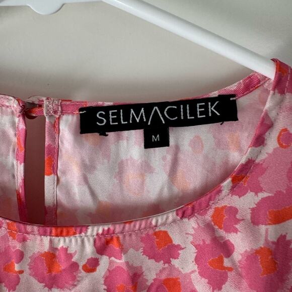 Selmacilek Floral Printed Long Sleeve Mini Dress Pink Small - Picture 7 of 7